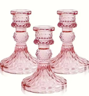 Sfesnic lumanari sticla S/12 roz