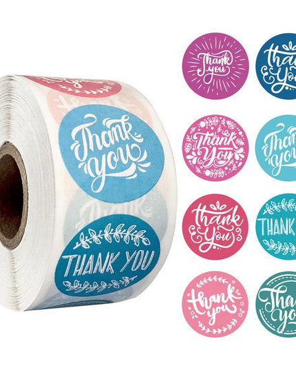 Etichete autocolante S/500 colorate "Thank you"