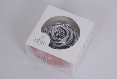 Trandafir criogenat Ø9-10cm metalic argintiu