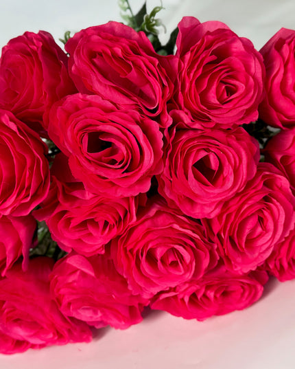Trandafiri artificiali (18 flori) roz puternic