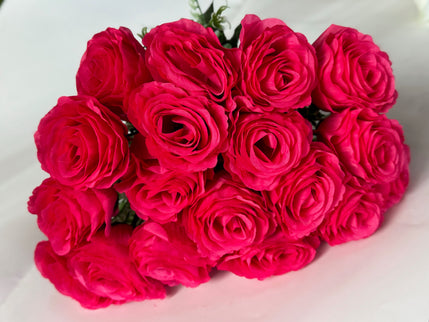 Trandafiri artificiali (18 flori) roz puternic