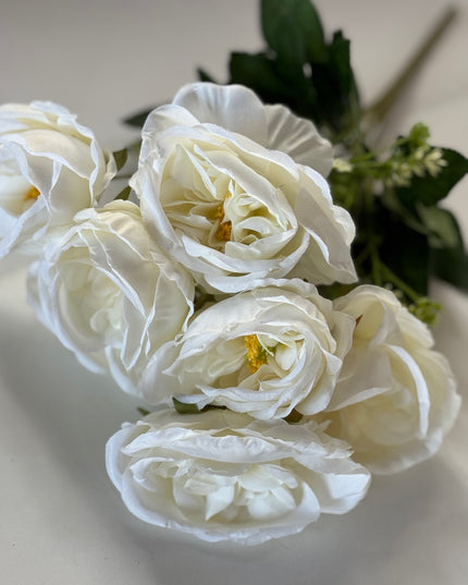 Trandafiri artificiali 7 flori garden alb