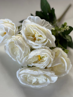 Trandafiri artificiali 7 flori garden alb
