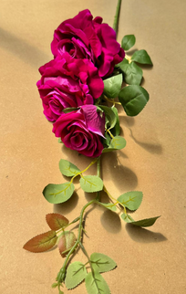 Trandafiri artificiali (3 flori) magenta