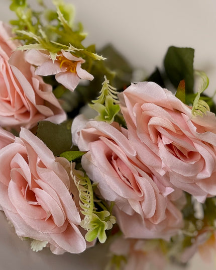 Trandafiri artificiali mix  (5 flori) roz