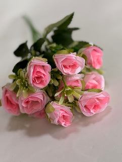 Trandafiri artificiali mini (10 flori) roz mediu