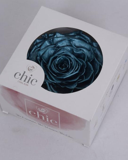 Trandafir criogenat Ø12cm turquoise metallic