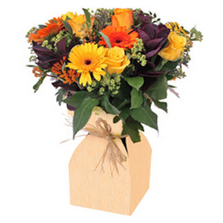 SUPORT VAZA FLORI CARTON SI PLASTIC PORTOCALIU 11.5xH21cm