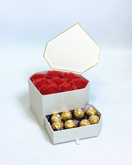 Cutie flori cu sertar S1.24 alb