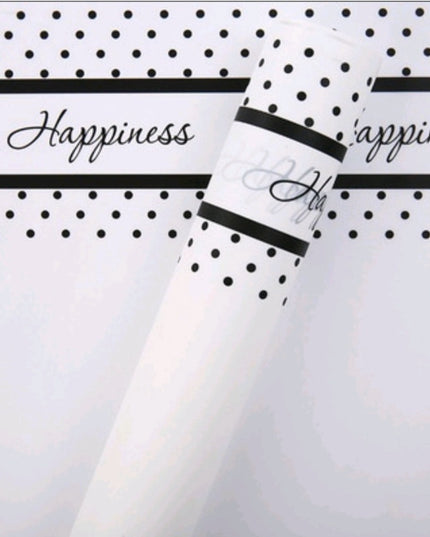Ambalaj flori waterproof 60x60cm happiness alb scris negru