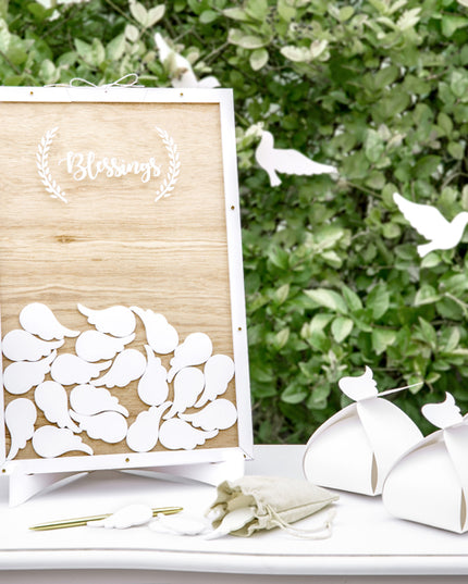 Carte de oaspeti din lemn Blessings