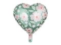 Balon inima cu print flori din folie 45cm