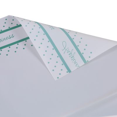 Ambalaj buchet flori waterproof 58x58cm happiness alb scris verde