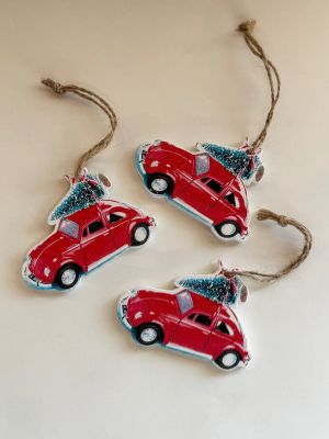 Deco masinuta Craciun 6x7.5cm S/24