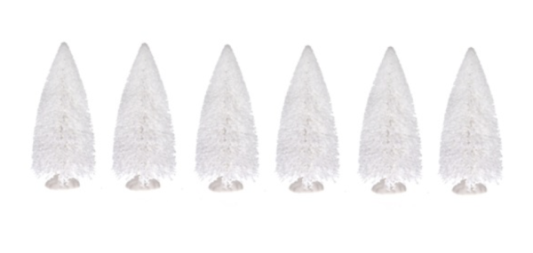 Decor brad 10cm S/6 alb