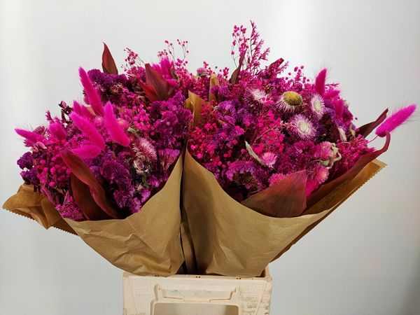 Buchet flori uscate fucsia