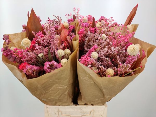 Buchet flori uscate roz-alb