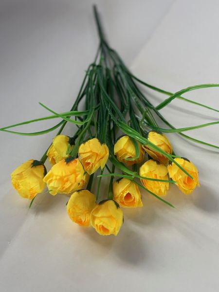 Buchet artificial lalele (12 flori) galben