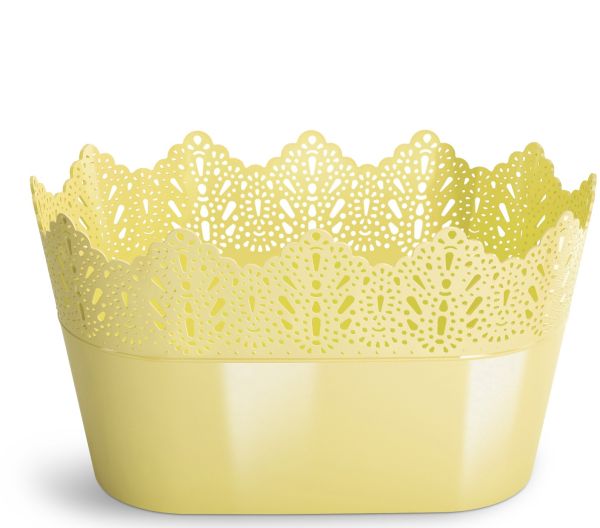 Ghiveci plastic koronka oval Ø27cm galben