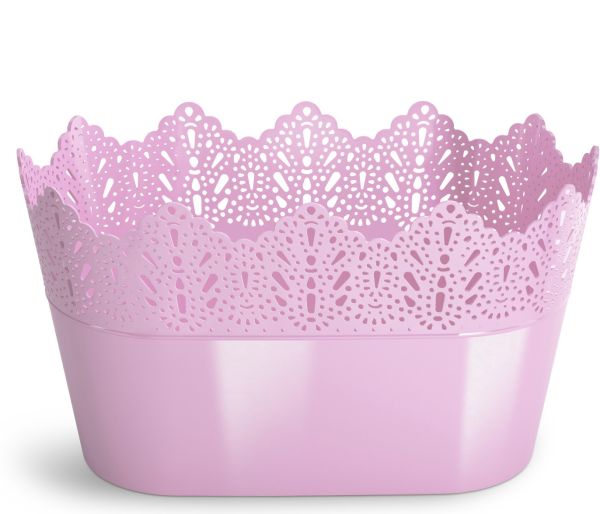 Ghiveci plastic koronka oval Ø27cm roz