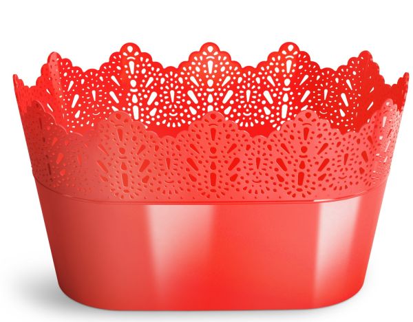 Ghiveci plastic koronka oval Ø27cm rosu 
