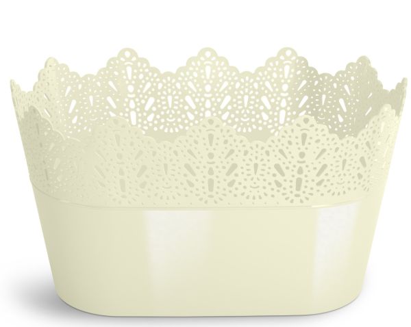 Ghiveci plastic koronka oval Ø27cm crem