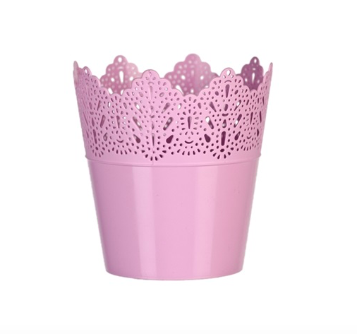 Ghiveci plastic koronka Ø12cm roz